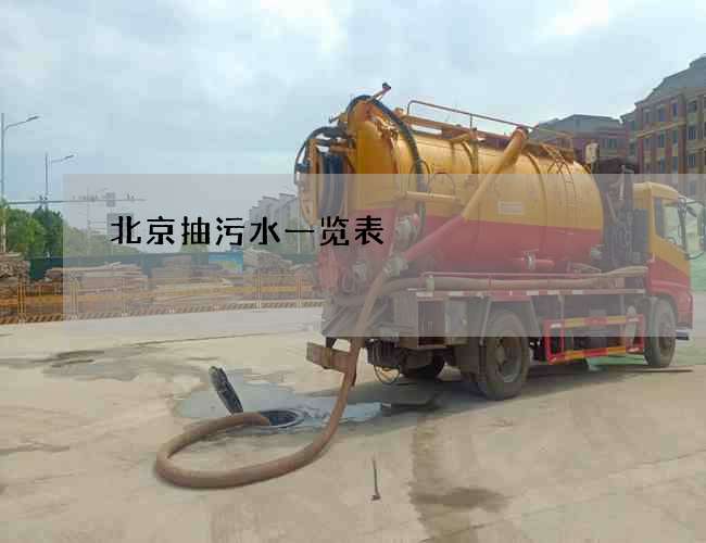 北京抽污水一览表